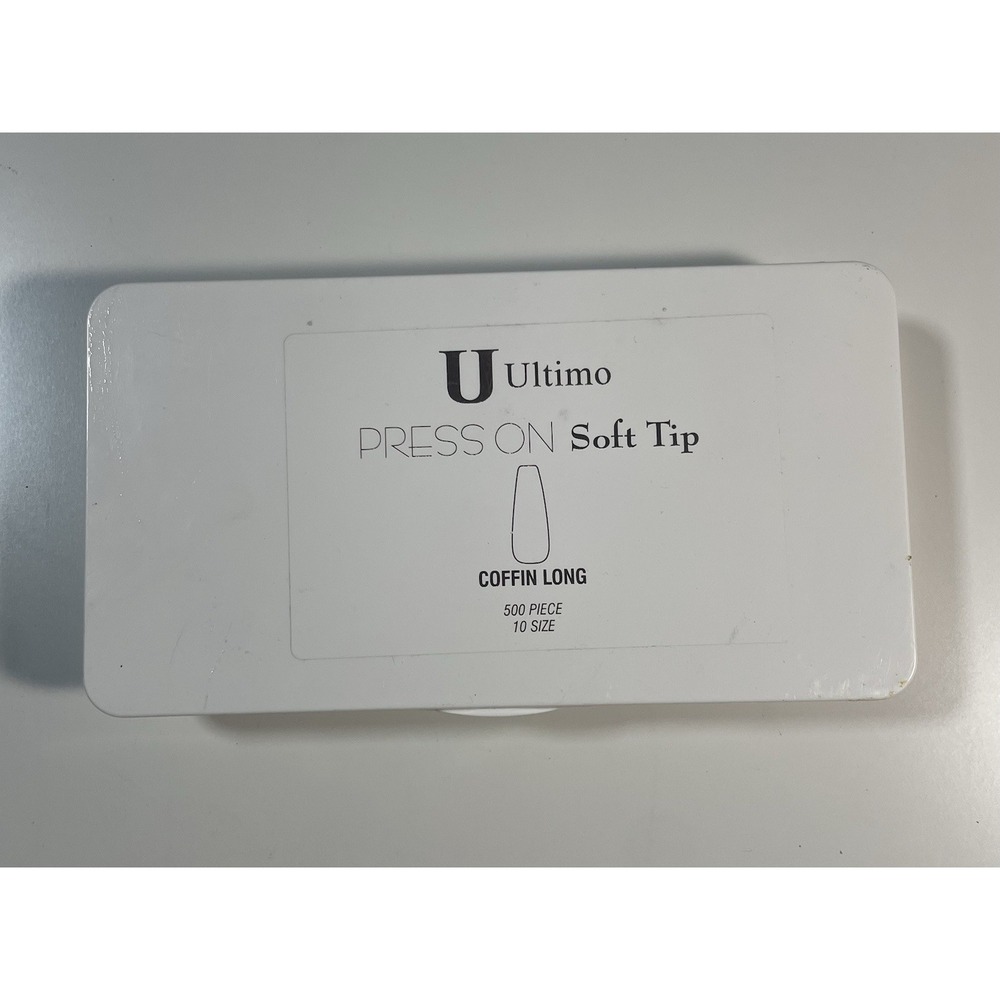Ultimo Press On Soft Tip Coffin‎ Long Nails 500 Piece 10 Size Clear